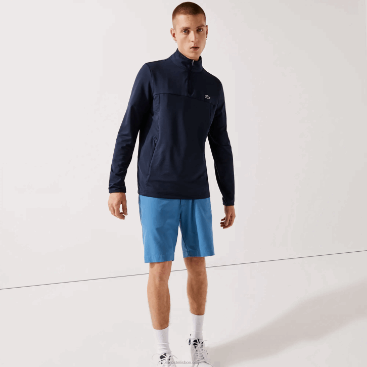 homens Lacoste azul marinho 166 moletom esportivo gola com zíper elástico 08D0980