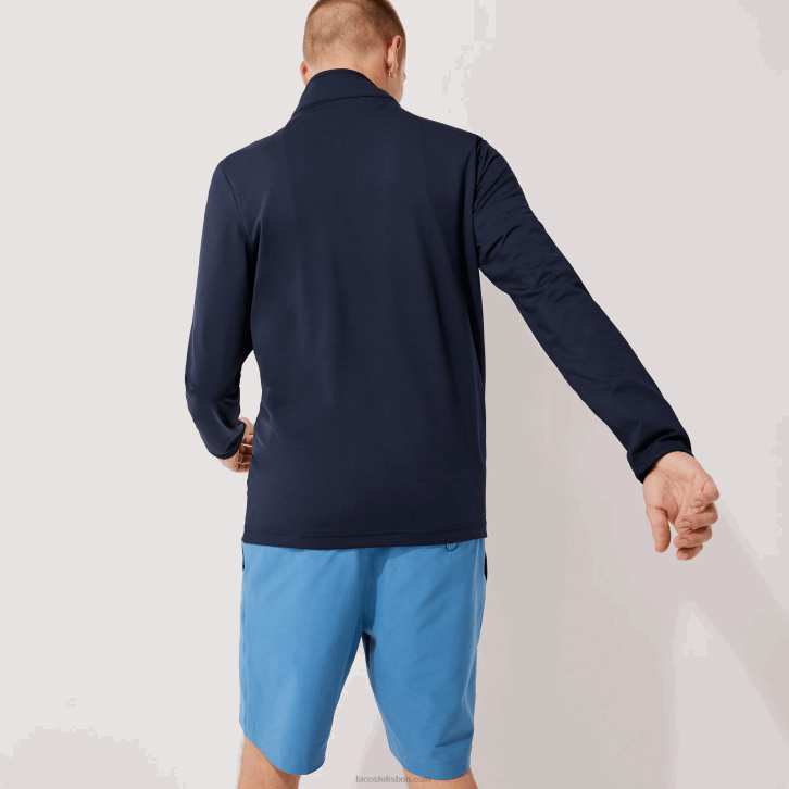 homens Lacoste azul marinho 166 moletom esportivo gola com zíper elástico 08D0980