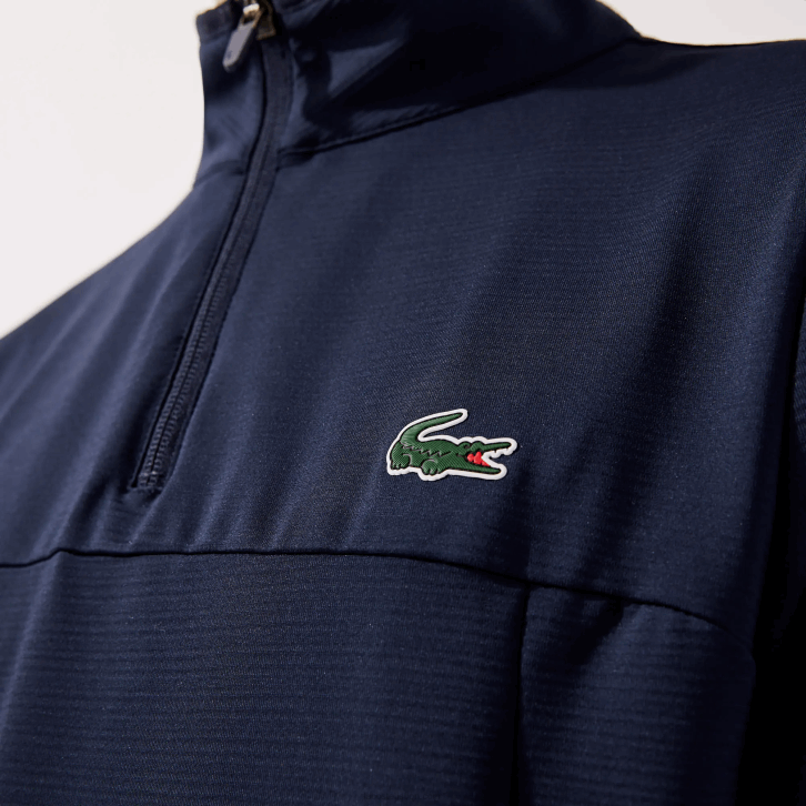 homens Lacoste azul marinho 166 moletom esportivo gola com zíper elástico 08D0980