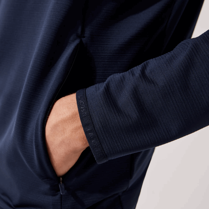 homens Lacoste azul marinho 166 moletom esportivo gola com zíper elástico 08D0980