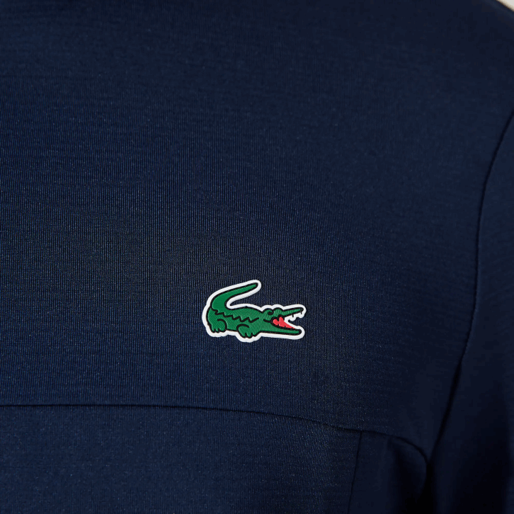 homens Lacoste azul marinho 166 moletom esportivo gola com zíper elástico 08D0980
