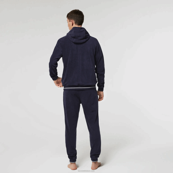 homens Lacoste azul marinho 166 moletom felpudo com zíper 08D01276