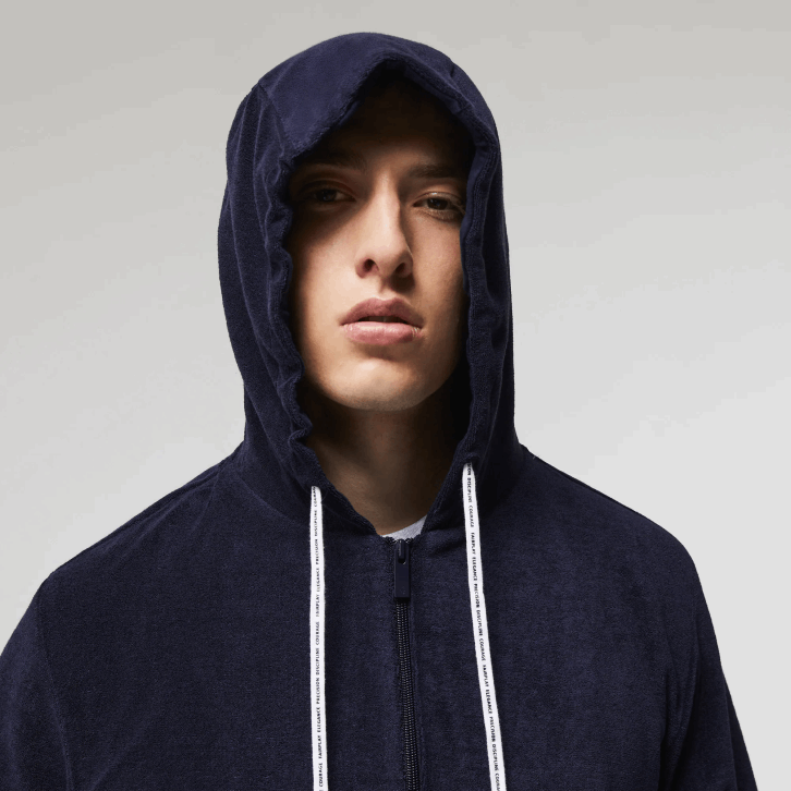 homens Lacoste azul marinho 166 moletom felpudo com zíper 08D01276