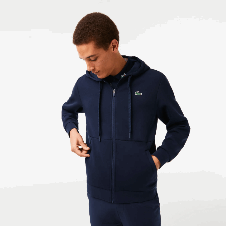 homens Lacoste azul marinho 423 capuz de painéis de malha esportiva 08D01019