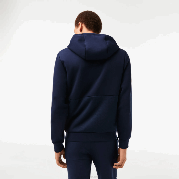 homens Lacoste azul marinho 423 capuz de painéis de malha esportiva 08D01019