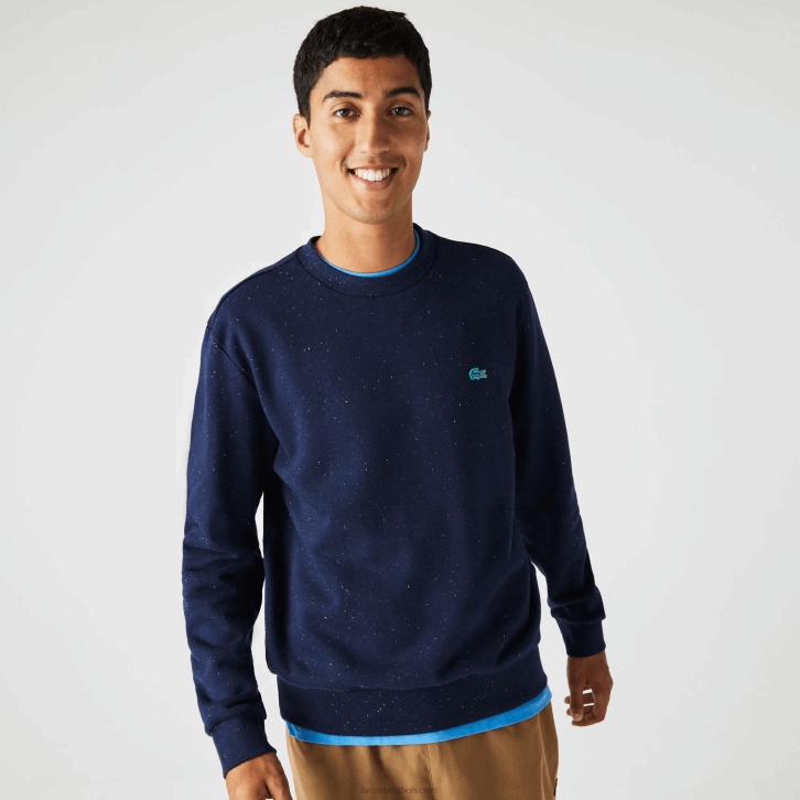 homens Lacoste azul marinho 7cg moletom de lã com estampa salpicada de ajuste clássico 08D0965