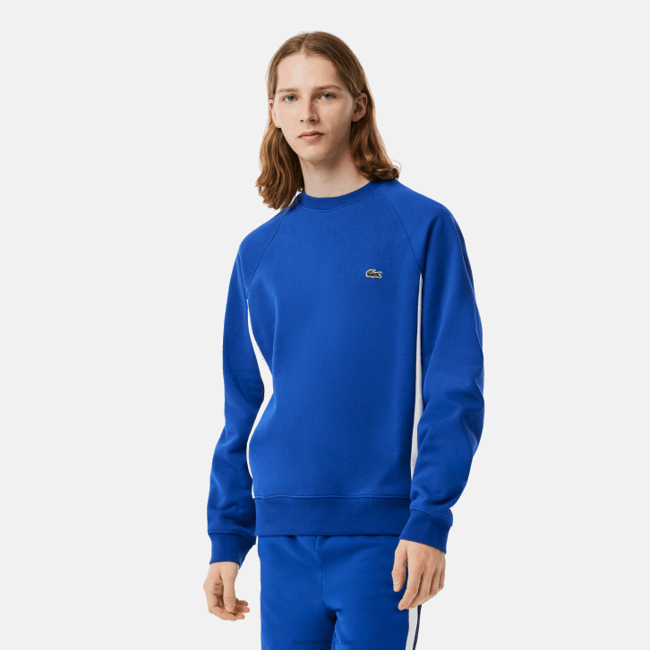 homens Lacoste azul marinho branco cjl moletom de lã escovada colorblock 08D0330