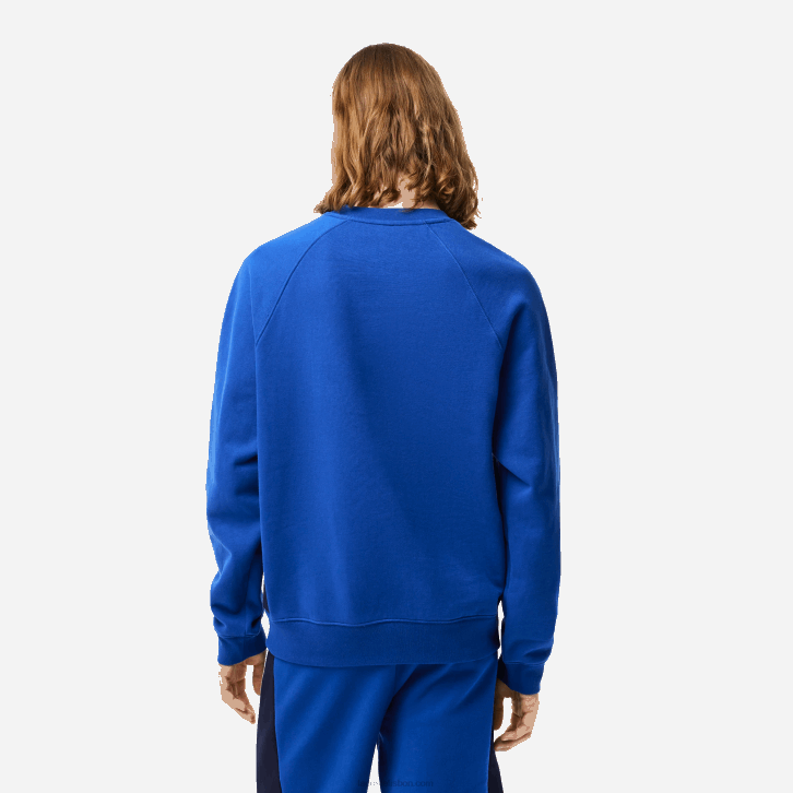 homens Lacoste azul marinho branco cjl moletom de lã escovada colorblock 08D0330