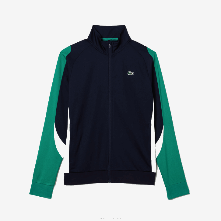 homens Lacoste azul marinho verde branco yj2 moletom de tênis esporte clássico com zíper 08D0978