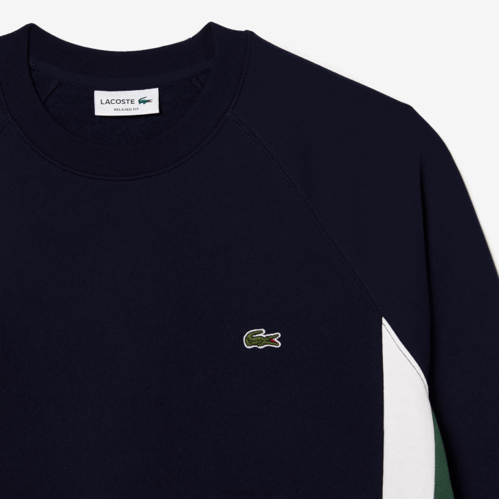 homens Lacoste azul marinho verde branco yun moletom de lã escovada colorblock 08D0328