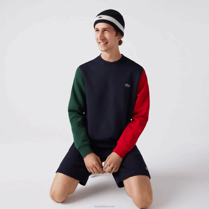 homens Lacoste azul marinho verde vermelho 4xn moletom de lã escovado 08D01097