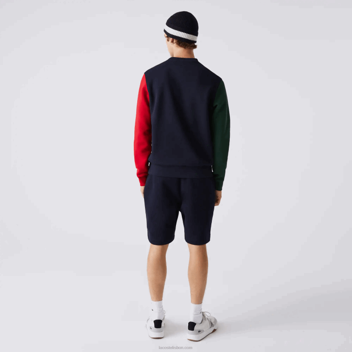 homens Lacoste azul marinho verde vermelho 4xn moletom de lã escovado 08D01097