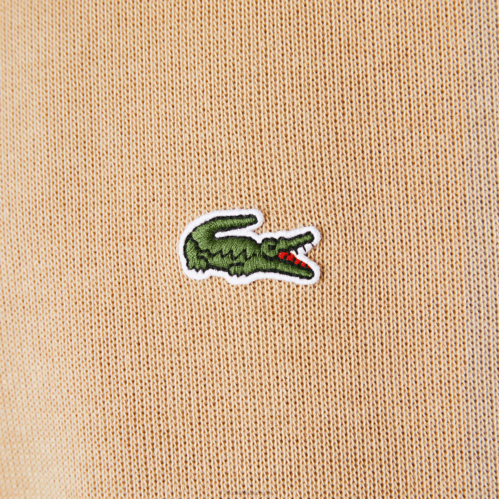 homens Lacoste bege 02s moletom de algodão com gola alta com zíper 08D0957