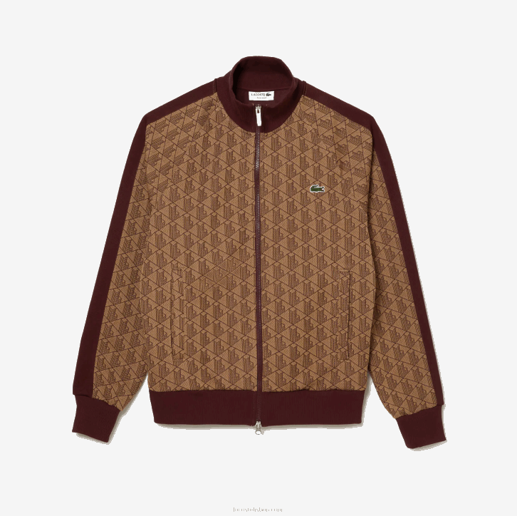 homens Lacoste bege bordeaux mkj moletom regular fit com estampa de monograma 08D0275