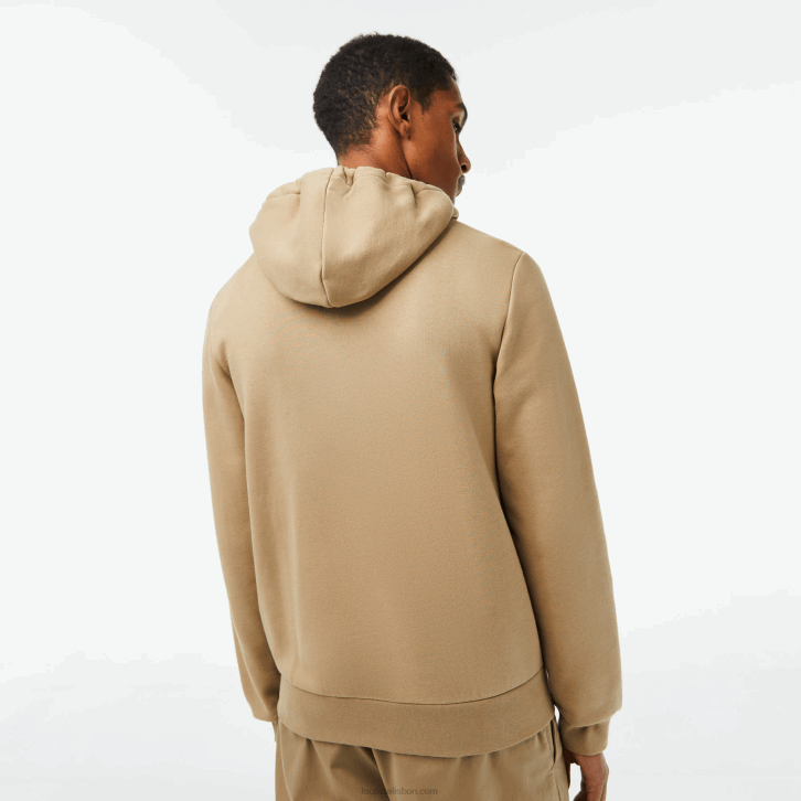 homens Lacoste bege cb8 moletom de lã bolso canguru com zíper 08D0351