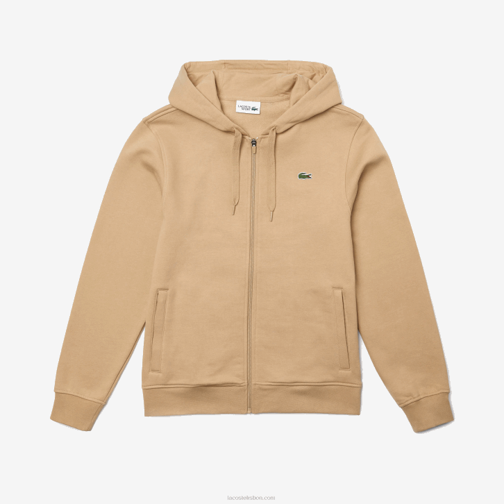 homens Lacoste bege gp2 moletom esportivo leve bimatéria 08D0981