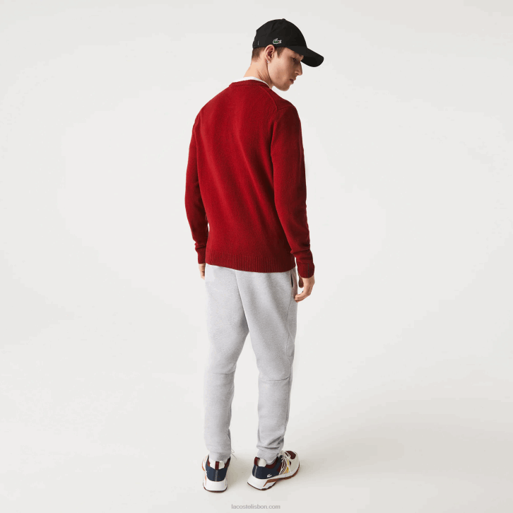 homens Lacoste bordeaux 476 camisola de lã gola redonda 08D01408