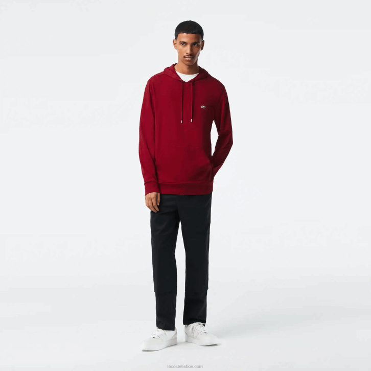 homens Lacoste bordeaux 476 moletom de jérsei de algodão com capuz 08D0622