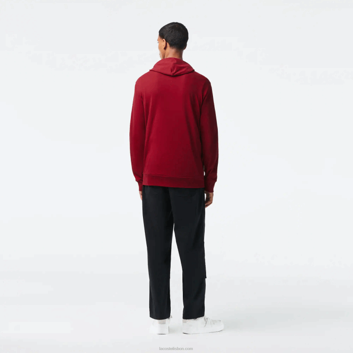 homens Lacoste bordeaux 476 moletom de jérsei de algodão com capuz 08D0622