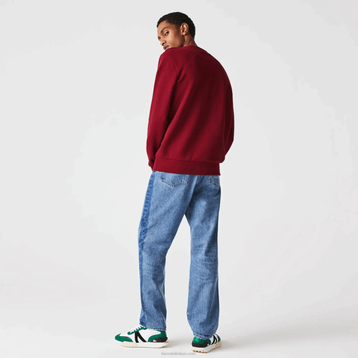 homens Lacoste bordeaux p41 moletom de lã de algodão orgânico made in france 08D01182
