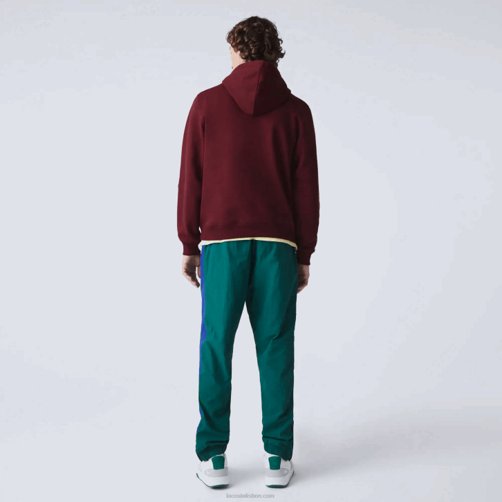 homens Lacoste bordeaux z7f moletom de lã de algodão com letras bordadas 08D01155