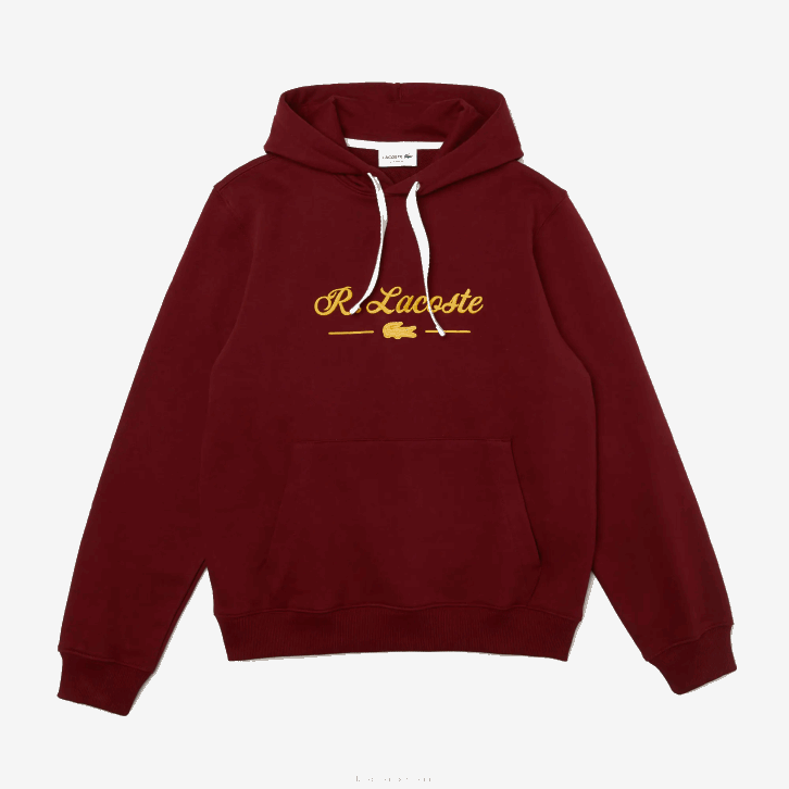 homens Lacoste bordeaux z7f moletom de lã de algodão com letras bordadas 08D01155