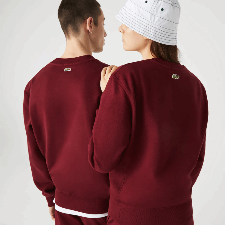 homens Lacoste bordeaux z7f moletom de lã de algodão orgânico com logotipo 3d 08D01185