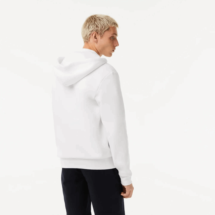 homens Lacoste branco 001 moletom de lã bolso canguru com zíper 08D0295