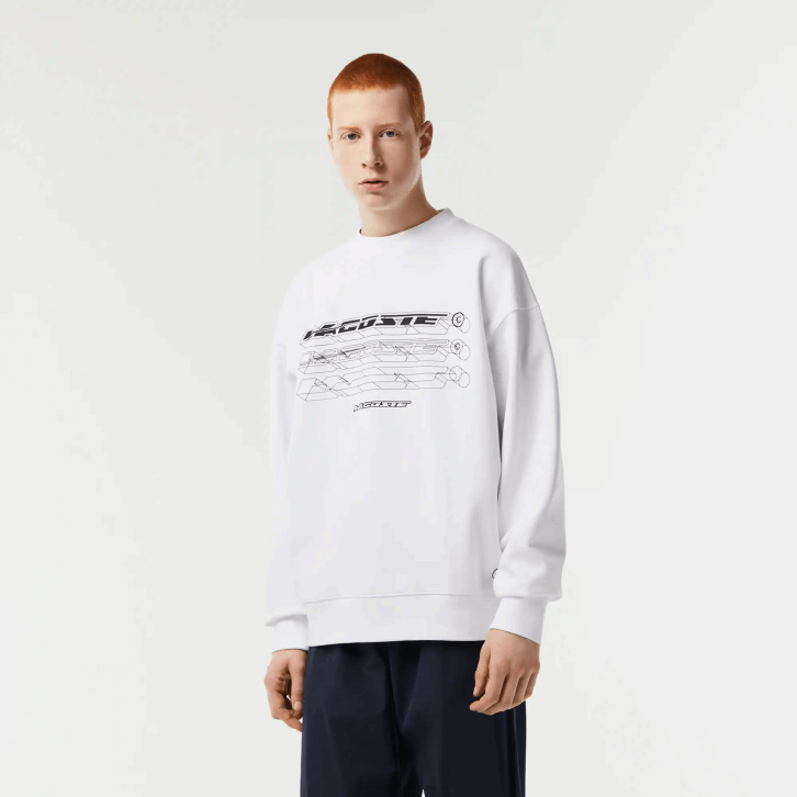 homens Lacoste branco 001 moletom de marca folgado 08D06