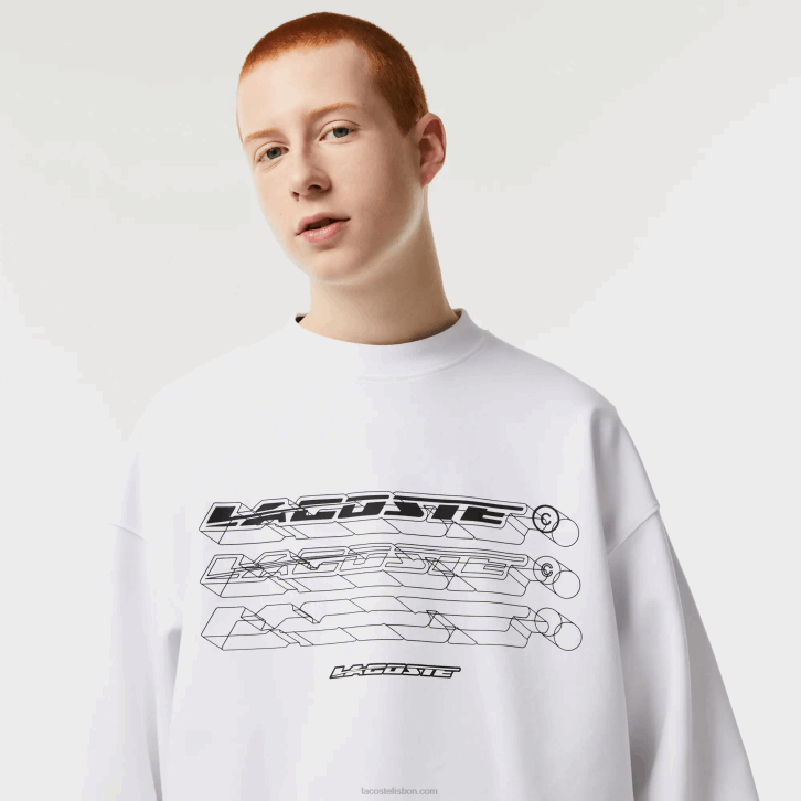 homens Lacoste branco 001 moletom de marca folgado 08D06