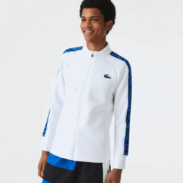homens Lacoste branco 001 moletom de tênis com zíper estampado esportivo 08D01052
