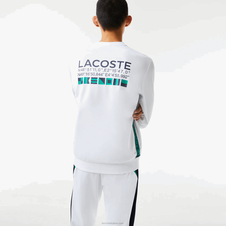 homens Lacoste branco 001 moletom de tênis estampado esporte 08D01056