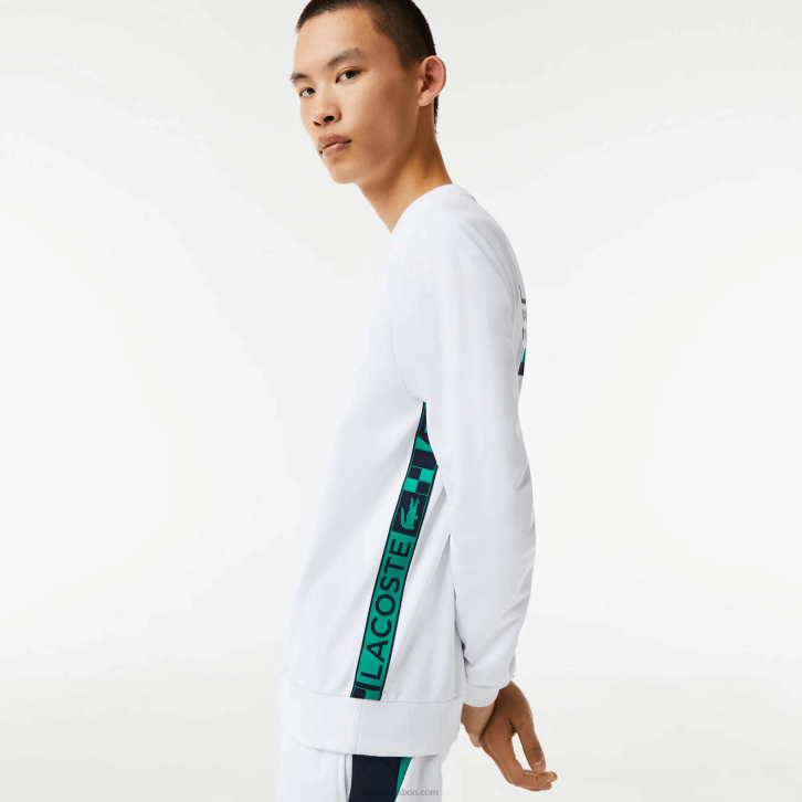 homens Lacoste branco 001 moletom de tênis estampado esporte 08D01056