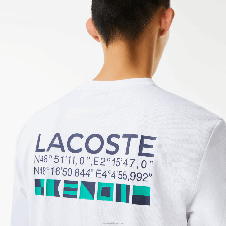 homens Lacoste branco 001 moletom de tênis estampado esporte 08D01056