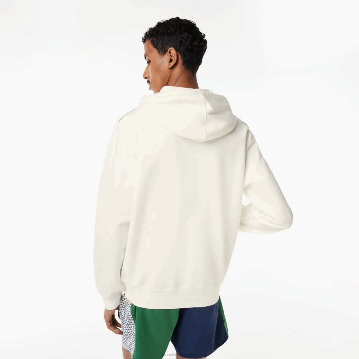 homens Lacoste branco 70v moletom com zíper de lã não escovada 08D0319