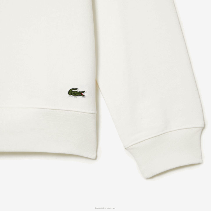 homens Lacoste branco 70v moletom de lã não escovado de gola redonda 08D0302