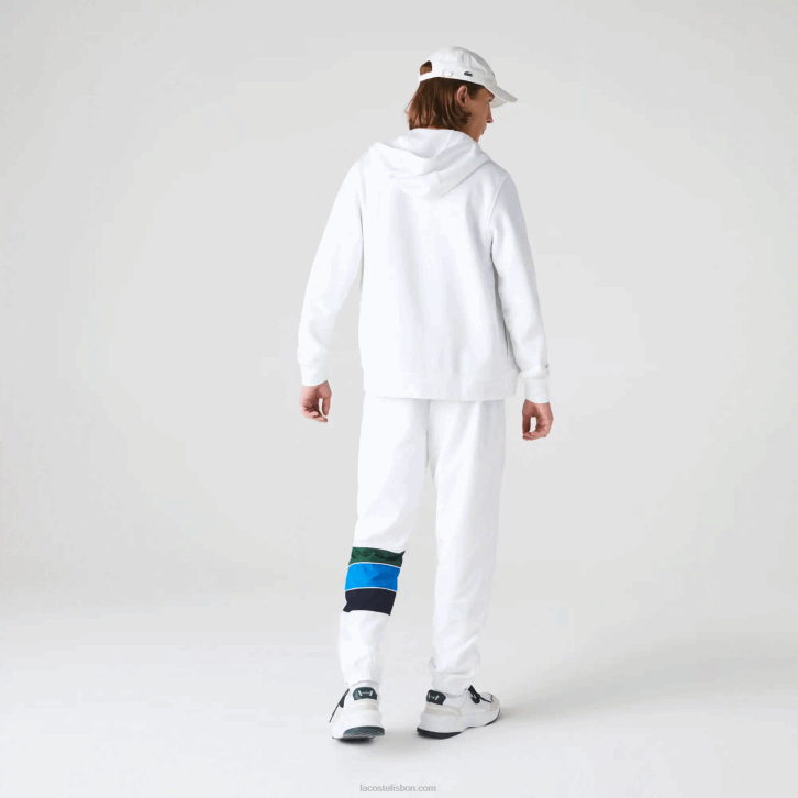 homens Lacoste branco 800 moletom esportivo leve bimatéria 08D0948