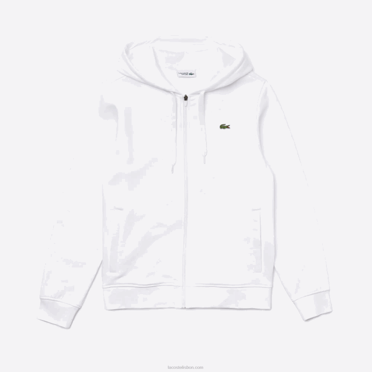 homens Lacoste branco 800 moletom esportivo leve bimatéria 08D0948