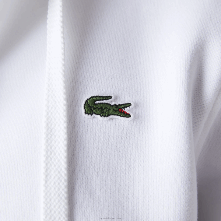 homens Lacoste branco 800 moletom esportivo leve bimatéria 08D0948