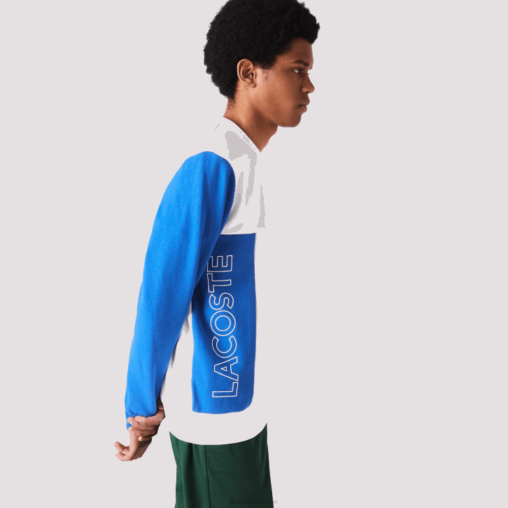 homens Lacoste branco azul amarelo verde 8nr moletom de lã de algodão colorblock decote careca 08D01159