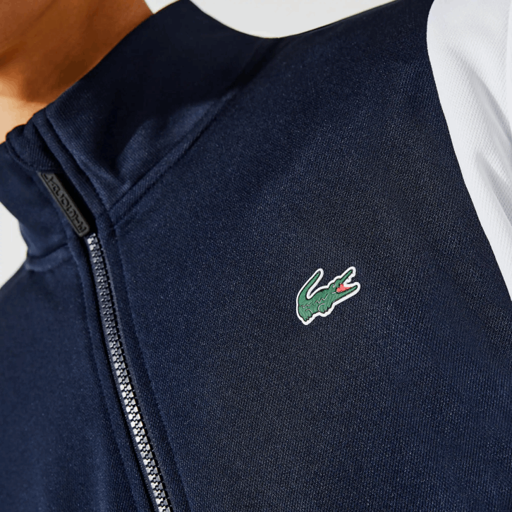 homens Lacoste branco azul marinho r20 moletom piquê esportivo com zíper 08D01205
