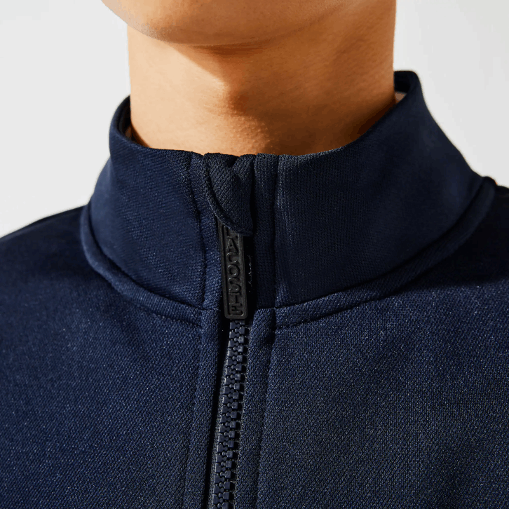 homens Lacoste branco azul marinho r20 moletom piquê esportivo com zíper 08D01205