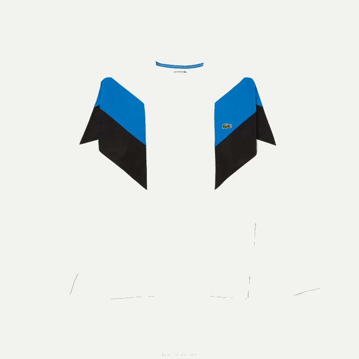 homens Lacoste branco azul preto wza moletom de lã de algodão com design colorblock e gola redonda 08D01127