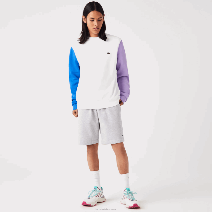 homens Lacoste branco azul roxo 89s moletom de lã escovado 08D01098