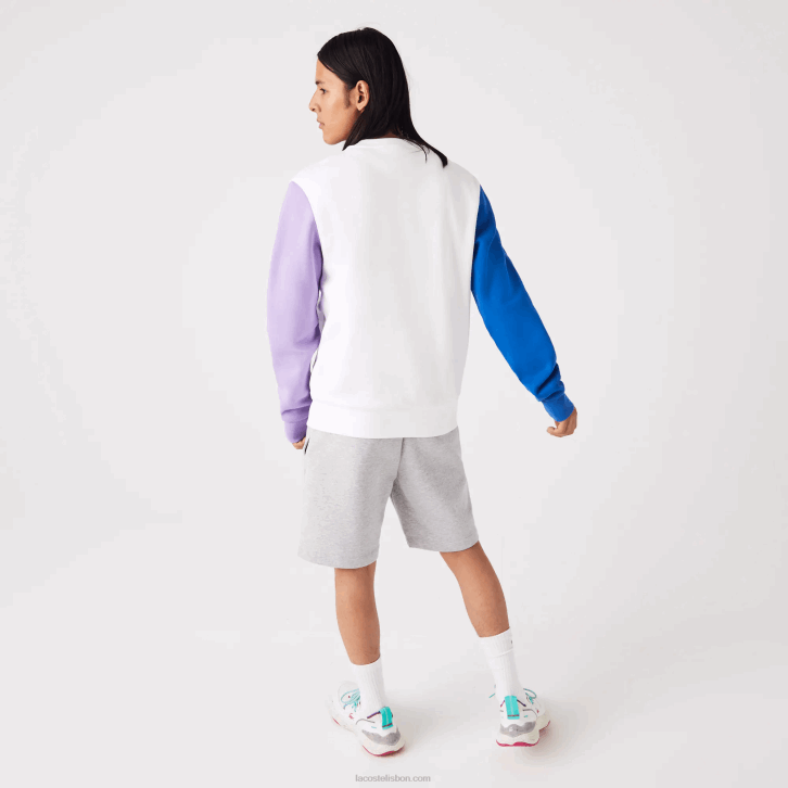 homens Lacoste branco azul roxo 89s moletom de lã escovado 08D01098