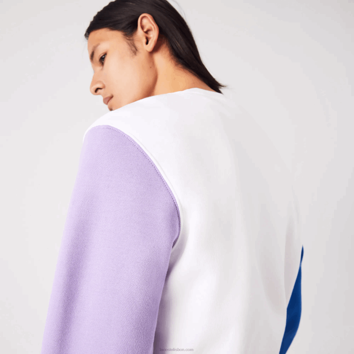 homens Lacoste branco azul roxo 89s moletom de lã escovado 08D01098