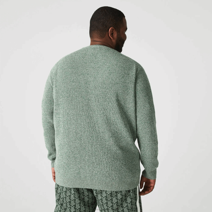 homens Lacoste branco verde bege ayq suéter de tricot com gola careca 08D01621