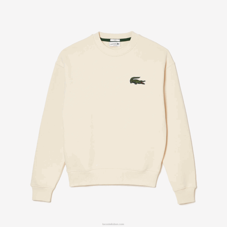 homens Lacoste branco xfj moletom com distintivo de crocodilo de ajuste solto 08D0324