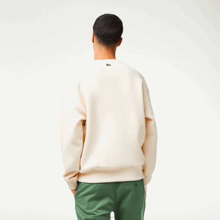 homens Lacoste branco xfj moletom gola redonda com estampa croc 08D0360