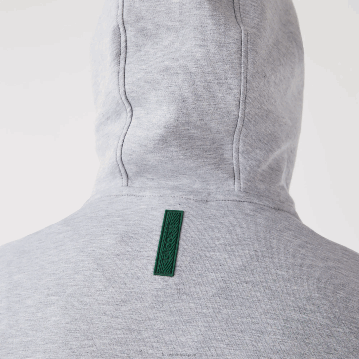 homens Lacoste chine cinza cca moletom com capuz de ajuste clássico 08D01224